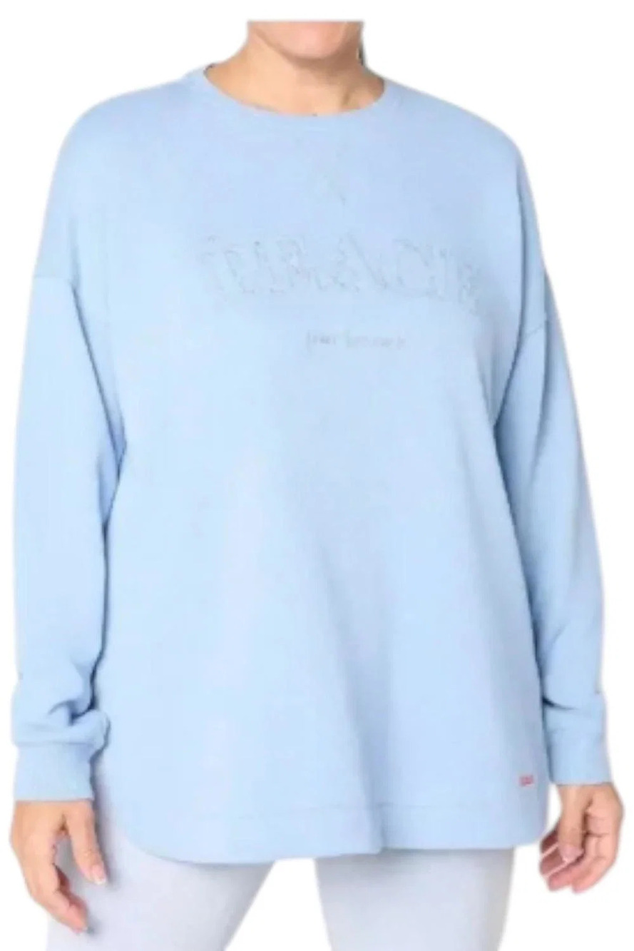 Peace Love World Women's Crewneck Drop Shoulder Sweatshirt Blue - Regular